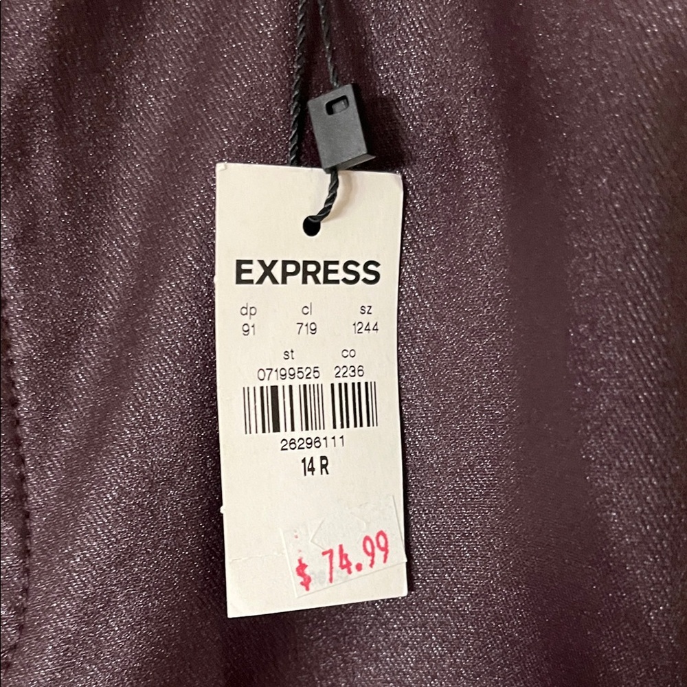Express Womens Straight Leg Faux Leather Pants in Dark Brown - Picture 2 of 4